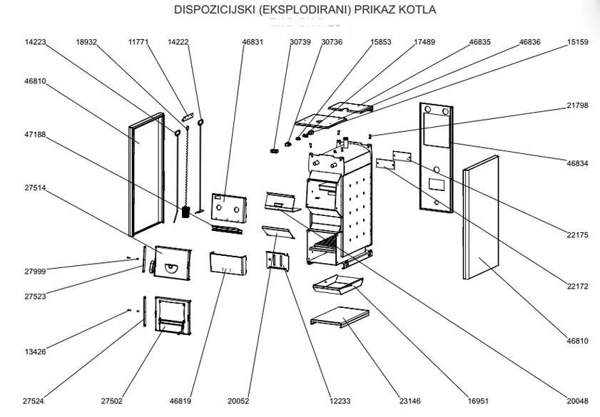 DISPOZICIJSKI (EKSPLODIRANI) PRIKAZ KOTLA EKO CKP